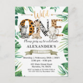 Safari Wild One Birthday Party Einladung Postkarte (Vorderseite)
