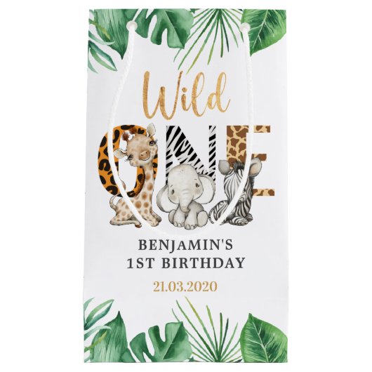 Safari Wild One Birthday Party Kleine Geschenktasc Kleine Geschenktüte (Vorderseite)