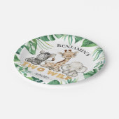 Safari Wild One Birthday Party Paper Plate Pappteller (Schrägansicht)