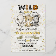 Safari Wild One Birthday Party Real Gold