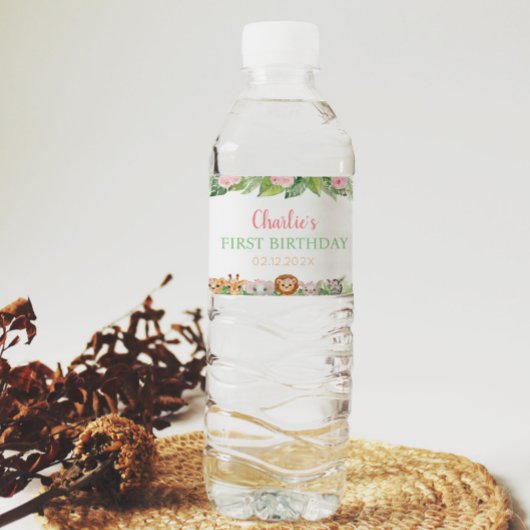 Safari Wild One Birthday Water Flasche Label Wasserflaschenetikett