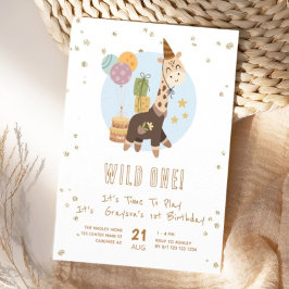 Safari Wild One Boy 1. Geburtstag Einladung