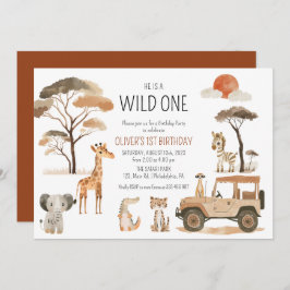 Safari Wild One Boy 1. Geburtstag Save The Date