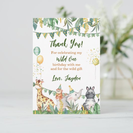 Safari Wild One Dankeschön-Karte Dankeskarte (Stehend Vorderseite)
