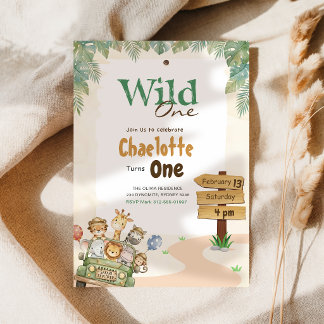 Safari Wild One | Dschungel-Tier-Kinder 1. Geburts Einladung