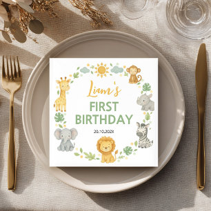Safari Wild One Dschungel-Tiere Geburtstag Serviet Serviette