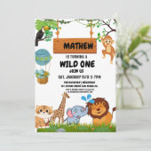 Safari Wild One Einladung (Stehend Vorderseite)