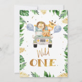 Safari Wild One Foliage Geburtstagseinladung Einladung (Rückseite)