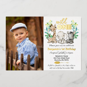 Safari Wild One Foto Real Gold Folieneinladung