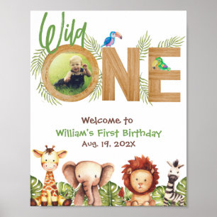 Safari Wild One Foto Wood Erster Geburtstag Willko Poster
