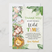 Safari Wild One Geburtstag Dankeskarte (Vorderseite)