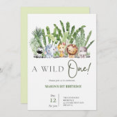 Safari Wild One Geburtstag Einladung (Vorne/Hinten)