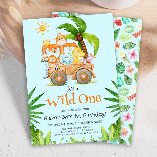 Safari Wild One Geburtstag Einladung