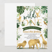 Safari Wild One Geburtstag Einladung (Vorne/Hinten)