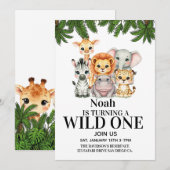 Safari Wild One Geburtstag Einladung (Vorne/Hinten)
