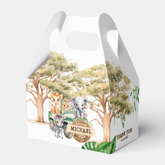 Safari Wild One Geburtstag Geschenkschachtel (Vorderseite)