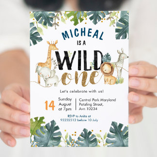 Safari wild One Geburtstag Junge Einladung