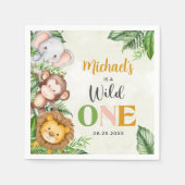 Safari Wild One Geburtstag Serviette (Vorderseite)