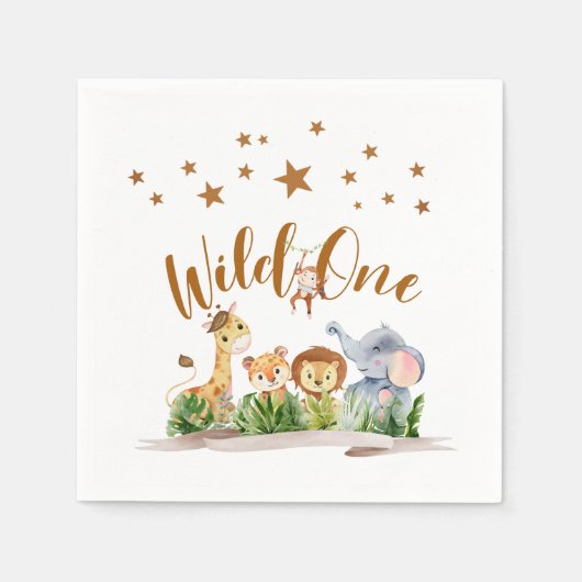 Safari Wild One Geburtstag Serviette (Vorderseite)