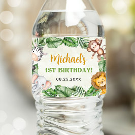 Safari Wild One Geburtstag Wasserflaschenetikett