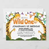 Safari Wild one Giraffe Simple First Birthday Baby Einladung (Vorderseite)