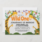 Safari Wild one Giraffe Simple First Birthday Baby Einladung (Vorderseite)