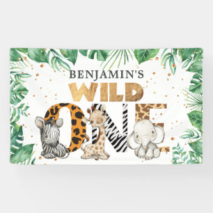 Safari Wild One Gold Confetti 1. Geburtstag Banner