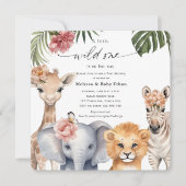 Safari Wild One ist auf ihrem Weg Baby Girl Dusche Einladung (Vorderseite)