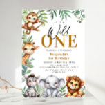 Safari Wild One | Jungle Animals 1. Geburtstag Einladung<br><div class="desc">Safari wilde ein Dschungeltiere 1. Geburtstagseinladung.</div>