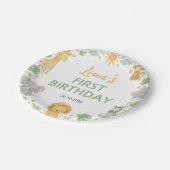 Safari Wild One Jungle Animals Birthday Pappteller (Schrägansicht)