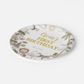 Safari Wild One Jungle Animals Birthday Party Pappteller (Schrägansicht)