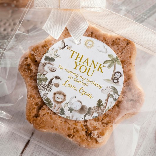 Safari Wild One Jungle Animals Birthday Party Runder Aufkleber