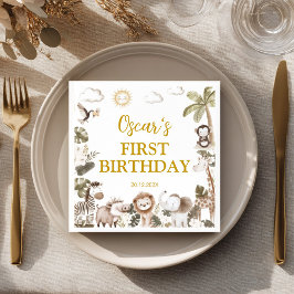 Safari Wild One Jungle Animals Birthday Party Serviette