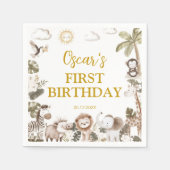 Safari Wild One Jungle Animals Birthday Party Serviette (Vorderseite)