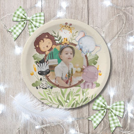 Safari Wild One Photo Watercolor 1st Birthday Pappteller