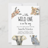 Safari Wild One Safari Animals Baby Dusche Einladung (Vorderseite)