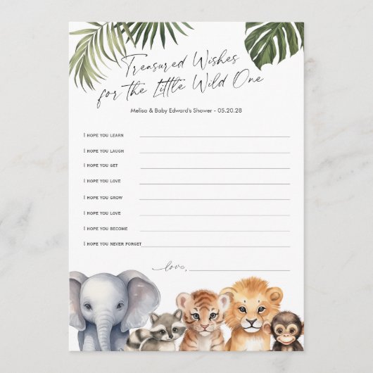 Safari Wild One Themed Baby Boy wünscht Karte (Vorderseite)