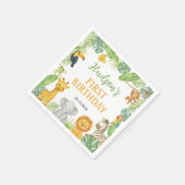 Safari Wild One Tiere Geburtstagsfeier Serviette (Ecke)