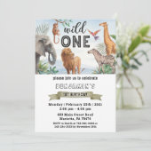 Safari Wild One Twins Birthday Party Invitation Einladung (Stehend Vorderseite)