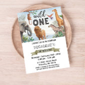 Safari Wild One Twins Birthday Party Invitation Einladung