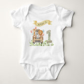 Safari Wild One Watercolor 1st Birthday Baby Strampler (Vorderseite)