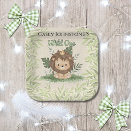 Safari Wild One Watercolor 1st Birthday Pappteller