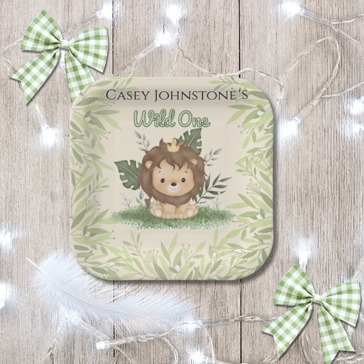 Safari Wild One Watercolor 1st Birthday Pappteller