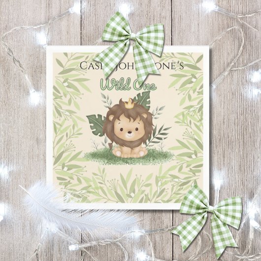 Safari Wild One Watercolor 1st Birthday Serviette