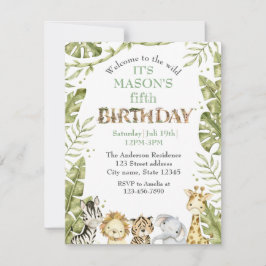 Safari Wild One Watercolor Geburtstag Einladung