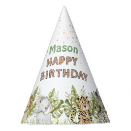 Safari Wild One Watercolor Geburtstag Partyhütchen