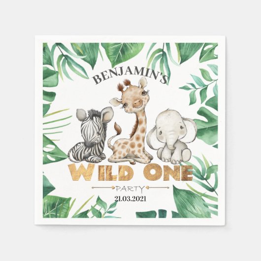 Safari Wild One zum Geburtstag Napkins Serviette (Vorderseite)