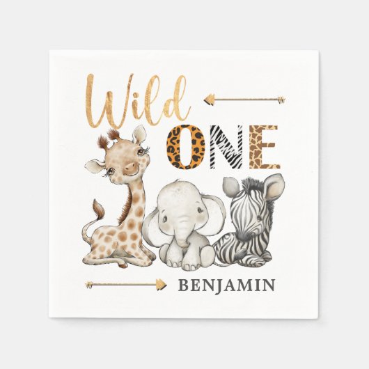Safari Wild One zum Geburtstag Napkins Serviette (Vorderseite)