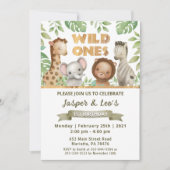 Safari Wild Ones Twins Geburtstagsparty Einladung (Vorderseite)