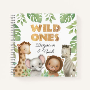 Safari Wild Ones Twins Guest Book Spiral Notebook Notizblock